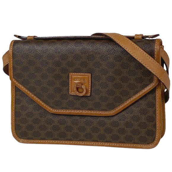 Celine Macadam Pattern 2WAY Diagonal Canvas Shoulder Handbag Brown - Picture 1 of 6